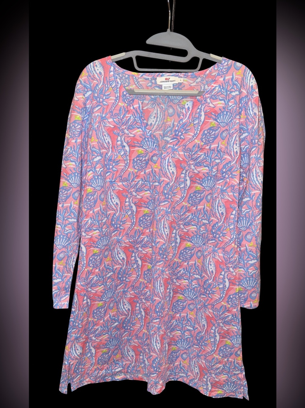 Vineyard Vines Seahorse & Seashell Print Cotton Dress – Size Large - Picture 2 of 6
